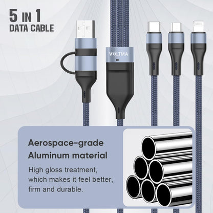 Voltma Multi Charger Cable, 5 in 1 Fast Charging Cord, 40W